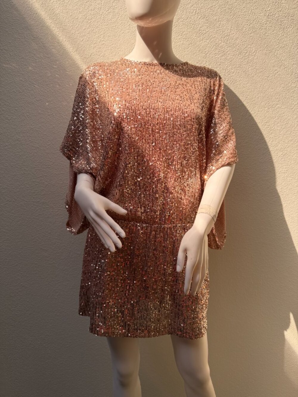 Antthony Design Originals Rose Gold Sequin Kimono Peplum Tunic or Mini Dress